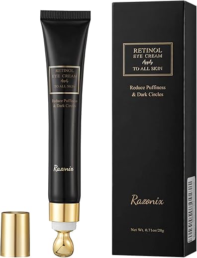 RAZONIX - Creme para os Olhos com Retinol, Reduz Olheiras e Inchaço, Tratamento para Área dos Olhos, Creme Anti-idade para Rugas, Reduz Linhas Finas 20g