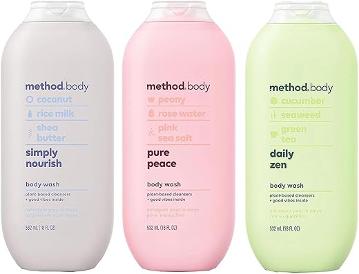 Kit de Variedades de Sabonetes Method – 3 Fragrâncias – Simplesmente Nutritivo, Paz Pura e Zen Diário – 532 ml Cada