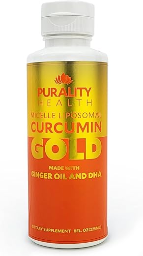 PURALITY HEALTH - Curcumin Gold: Óleo de Cúrcuma com Gengibre – 100% Natural e Potente (60 cápsulas)