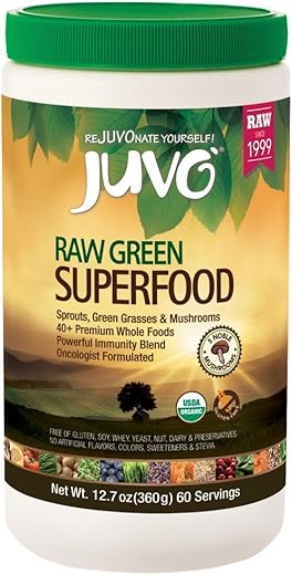 Raw Green Superfood 360g, 60 porções, Vegano, Sem Glúten, Não-OGM, Kosher - Juvo