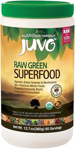 Raw Green Superfood 360g, 60 porções, Vegano, Sem Glúten, Não-OGM, Kosher - Juvo