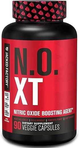 N.O. XT – Suplemento de Óxido Nítrico com Nitrosigine L-Arginina – Aumento de Força e Resistência – 60 cápsulas - Jacked Factory