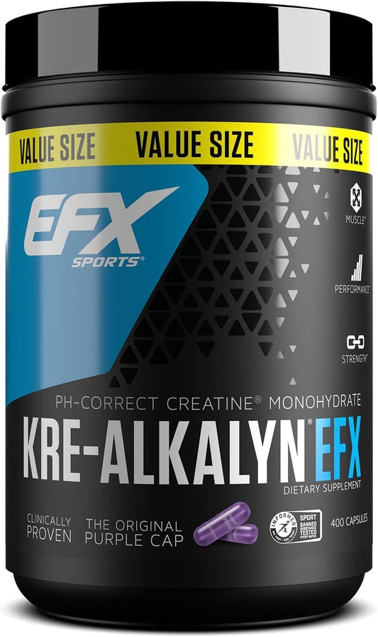 Kre-Alkalyn EFX | Creatina Monohidratada em Cápsulas pH Correto | Força, Crescimento Muscular | 120 Cápsulas - EFX Sports