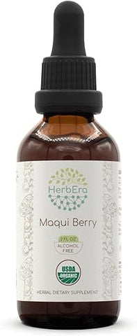 HerbEra - Maqui Berry B60 Tintura Orgânica USDA | Extrato Livre de Álcool, Gotas Herbais de Alta Potência, Suplemento Líquido | Maqui Berry Orgânico Certificado (Aristotelia chilensis) Bagas Secas (2g)