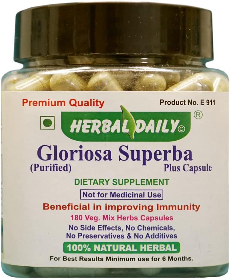 HERBAL DAILY - Gloriosa superba Plus 180 Cápsulas Suplemento Alimentar kalmegh – Marca Gloriosa superba