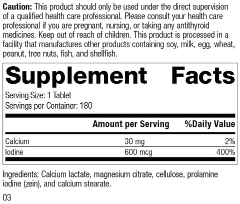 Standard Process Inc. - Standard Process Prolamine Iodine – Suporte para a Tireoide com Prolamina de Iodo, Lactato de Cálcio, Iodo, Cálcio e Citrato de Magnésio – 180 Comprimidos