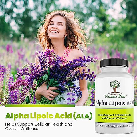 Simply Natures Pure - Simply Natures – Ácido Alfa Lipóico Puro 600mg 360 Cápsulas Vegetais, Não-OGM Ácido Tióctico 12 Meses de Fornecimento