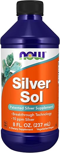 Suplementos, Silver Sol 10 PPM com Prata Elemental e Água Deionizada, Líquido, 240 ml - NOW Foods