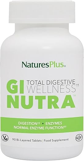 GI Natural – 90 Comprimidos Bi-Layered, Embalagem com 2 – com L-Glutamina, Probióticos, Prebióticos | Bem-Estar Digestivo Total | Natures Plus - Natures Plus