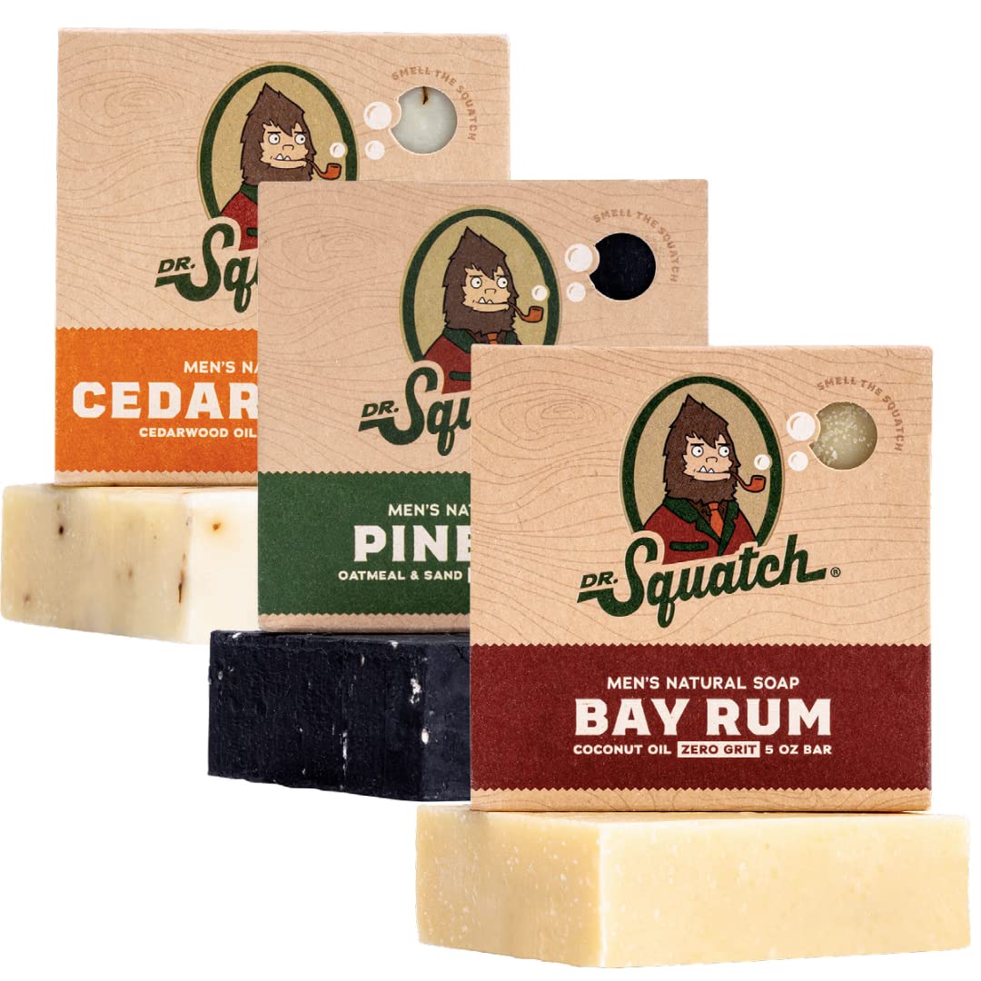 Sabonete em Barra Natural para Homens, Kit com 3 Barras, Pinho, Cedro Cítrico e Rum de Baía, 100g cada - Dr. Squatch