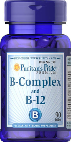 Puritan's Pride - Puritan’s Pride – Kit de Vitamina B-Complex e B-12 12-90 Comprimidos – Embalagem Dupla – 100% Natural e Alta Qualidade