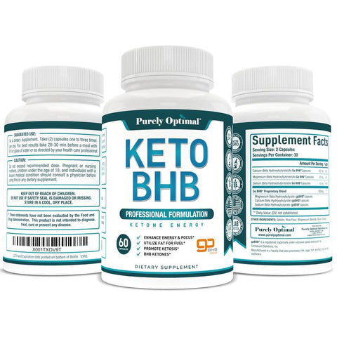 Keto BHB – Cápsulas de Dieta Keto para Cetose, Energia, Foco e Metabolismo – para Mulheres e Homens (120 Cápsulas) - Purely Optimal