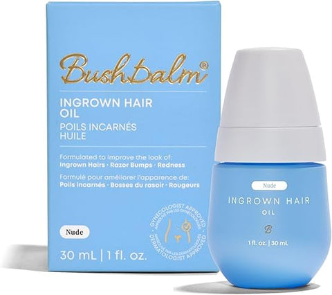 Óleo Bushbalm para pelos encravados – Ajuda com pelos encravados, bolinhas nas axilas, acalma a pele, irritações pós-barbear, 30 ml – Óleo Nude