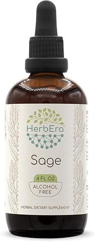HerbEra - Sage B120 Extrato Herbal Sem Álcool, Gotas Líquidas Concentradas de Sálvia Natural (Salvia officinalis) Folha Seca (118 ml)
