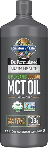 Óleo de Coco MCT Orgânico 100%% Garden of Life Dr. Formulated – 32 fl oz (946 ml), 13g MCTs, Keto