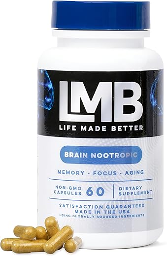 LMB LIFE MADE BETTER - Suplemento de Suporte Cerebral de Nootrópicos de Ação Rápida para Memória – Melhore a Função Cognitiva e a Clareza Mental com Nosso Poderoso Suplemento para Memória Cerebral – Aumenta o Foco Mental