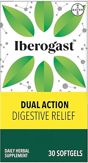 Dual Action Digestive Relief – Suplemento Diário de Ervas que Ajuda a Aliviar Problemas Digestivos, Restaurando a Saúde Intestinal* – Alívio de Desconfortos Estomacais Ocasionais (inchaço, náusea, azia, gases) – Marca Iberogast - Iberogast