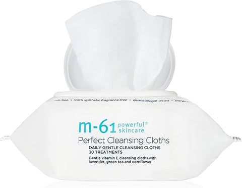 M 61 - M-61 Perfect Cleansing Cloths – 30 Tratamentos – Lenços de limpeza suave com vitamina E e lavanda  M-61