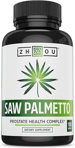 ZHOU - Zhou Nutrition Extrato de Saw Palmetto 500 mg, Saúde da Próstata, Suporte ao Trato Urinário, Bloqueador de DHT para Crescimento Capilar em Homens e Mulheres, Sem OGM, 100 Cápsulas