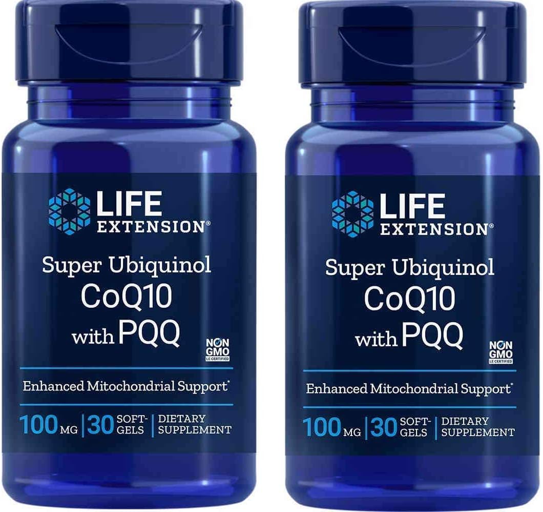 Super Ubiquinol CoQ10 com PQQ, 30 Softgels – Embalagem de 2 Frascos | Potencialize sua saúde com o CoQ10 e PQQ - Life Extension