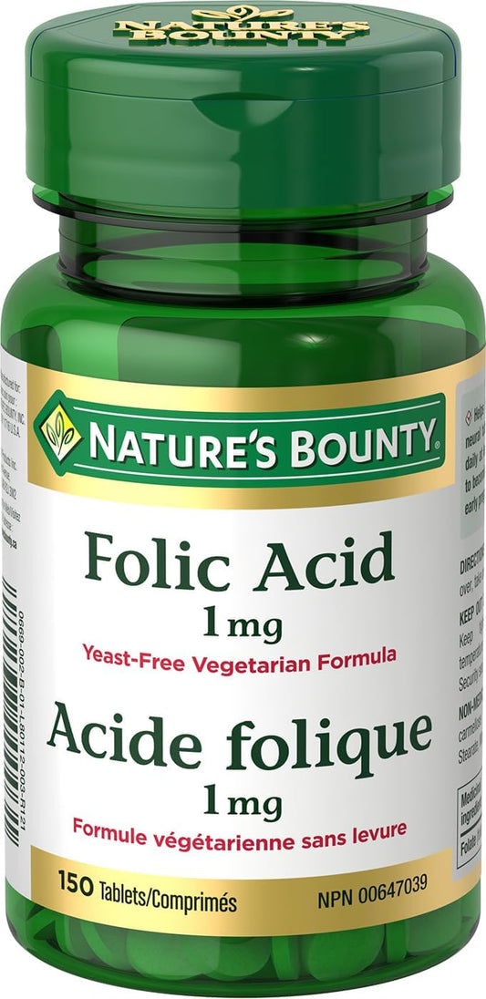Nature's Bounty - Nature’s Bounty Ácido Fólico 1 mg 150 Comprimidos (Embalagem Pode Variar) – Comprar Online | Ácido Fólico para Saúde | Nature’s Bounty