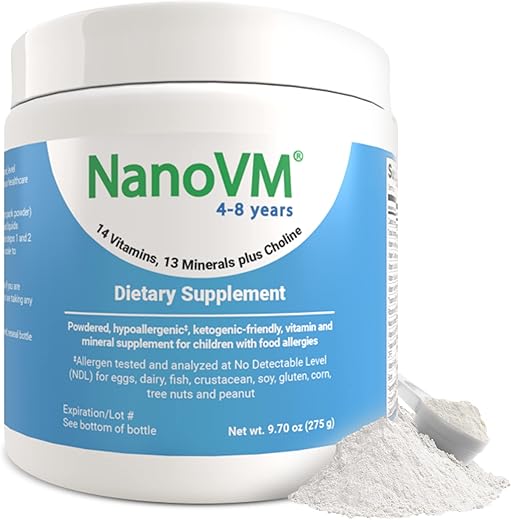 NanoVM - Multivitamínico Infantil em Pó Sem Alergênicos, 4-8 Anos, 14 Vitaminas, Sabor Neutro