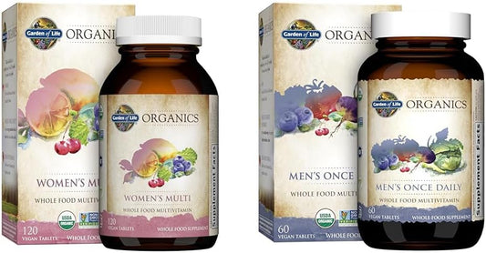 Organics Multivitamínico para Mulheres e Homens – Diário de Alimentos Integrais, 120 e 60 Comprimidos - Garden of Life