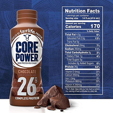 AIOUTGOGO - Veher Fairlife Core Power – Pack com 12 Shakes de Leite com 26g de Proteína, Prontos para Consumo, 414ml cada