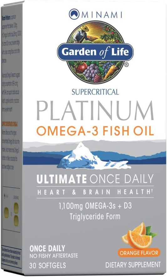 Minami Supercritical Platinum Ômega 3 Óleo de Peixe – Laranja, 30 Softgels, Ômega 3 de Óleo de Peixe Único para o Coração - Garden of Life
