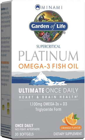 Minami Supercritical Platinum Ômega 3 Óleo de Peixe – Laranja, 30 Softgels, Ômega 3 de Óleo de Peixe Único para o Coração - Garden of Life