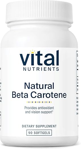 Beta Caroteno Natural 25.000UI | Precursor da Vitamina A | Antioxidante de Alta Dose | Suporte para Visão, Pele e Saúde | Livre de Glúten, Laticínios e Soja | 90 Softgels - Vital Nutrients