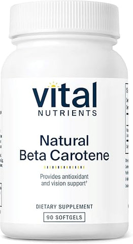 Beta Caroteno Natural 25.000UI | Precursor da Vitamina A | Antioxidante de Alta Dose | Suporte para Visão, Pele e Saúde | Livre de Glúten, Laticínios e Soja | 90 Softgels - Vital Nutrients