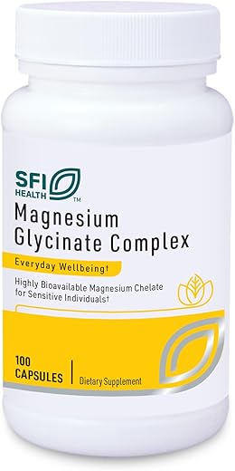 Magnésio Glicinato Complexo – 100mg Mistura de Bisglicinato para Suporte à Saúde Óssea - Klaire Labs