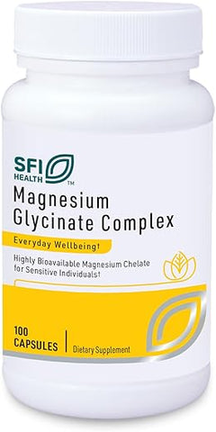 Magnésio Glicinato Complexo – 100mg Mistura de Bisglicinato para Suporte à Saúde Óssea - Klaire Labs