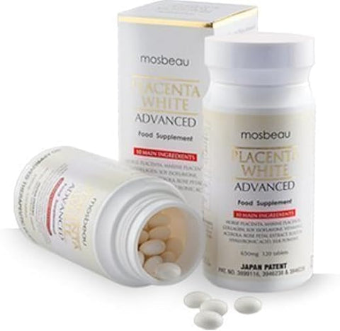 Mosbeau - Placenta White Advanced – Suplemento Japonês 2015 Patenteado para Clareamento da Pele – 120 Comprimidos