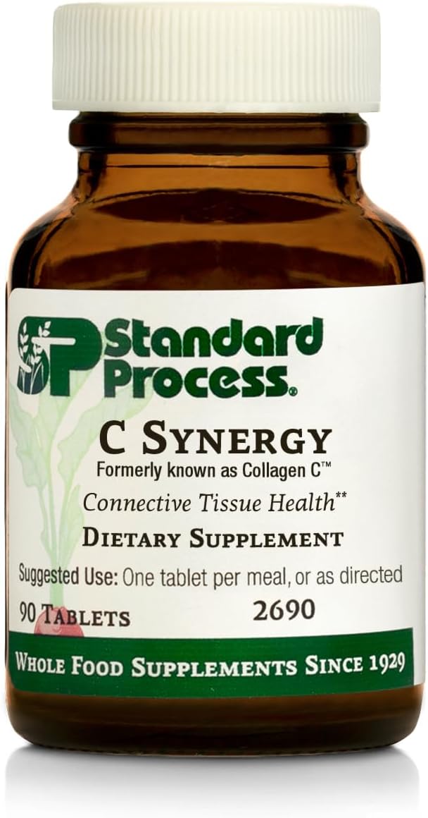 Standard Process Inc. - Standard Process C Synergy – Suporte Imunológico e Antioxidante com Echinacea Purpurea, Rose HIPS, Shiitake, Reishi Mushroom Powder, Trigo Sarraceno e Germen de Trigo – 90 Comprimidos
