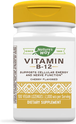 Nature's Way - Nature’s Way Lozenge Vitamina B12, 2.000 mcg por Porção, 100 Unidades