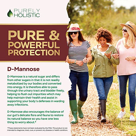 Purely Holistic - D Mannose 1300mg – Cápsulas 3 em 1 com Cranberry – Fórmula D-Mannose – 60 cápsulas