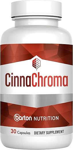 Barton Nutrition - CinnaChroma Cápsulas de Canela – Suplemento com Extrato, Picolinato de Cromo e Vanádio 30 VIT D3 K2 para Apoiar o Metabolismo e a Saúde Cardiovascular
