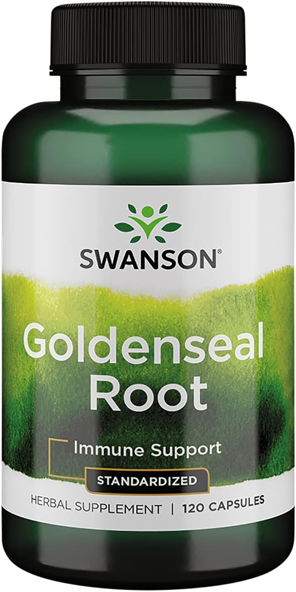Goldenseal Root – Suplemento Herbal para Apoio Imunológico e Bem-Estar Geral – Extrato de Raiz de Goldenseal Padronizado com no Mínimo 5% de Alcaloides Totais – (120 cápsulas) - Swanson