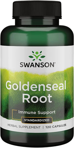 Goldenseal Root – Suplemento Herbal para Apoio Imunológico e Bem-Estar Geral – Extrato de Raiz de Goldenseal Padronizado com no Mínimo 5% de Alcaloides Totais – (120 cápsulas) - Swanson