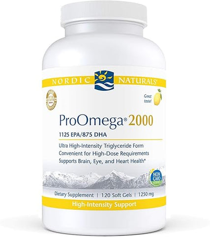Generic - Nordic-Naturals ProOmega 2000 Sabor Limão – 120 Cápsulas Soft Gel, Suplemento Ultra Potente de Ômega-3