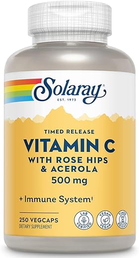 Vitamina C SOLARAY com Rosa Mosqueta – 1000mg – 60 cápsulas