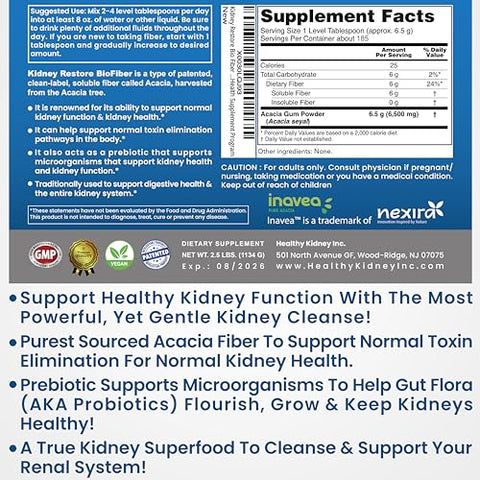 Kidney Restore - Bio Fiber: Desintoxicação Renal, Limpeza dos Rins – 100% Natural | 60 cápsulas