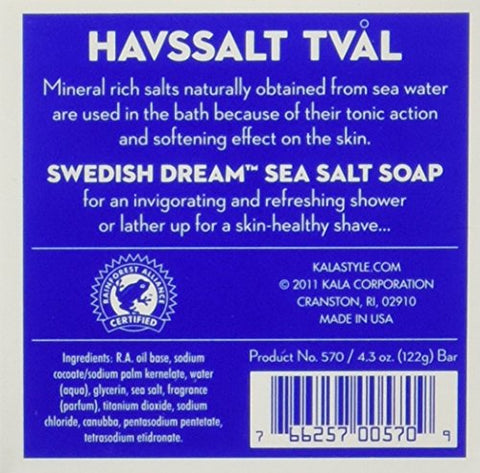 Conjunto de Sabonetes Swedish Dream Sea Salt by Kala, 4.3 Ounce (Pack of 3)  Kala, Sal do Mar, 3 Sabonetes de 4.3g