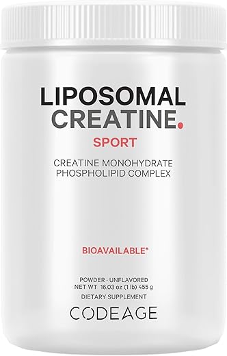 Liposomal Creatine em Pó – Suprimento de 3 Meses – 5000mg Monohidrato de Creatina Pré-Treino - Codeage