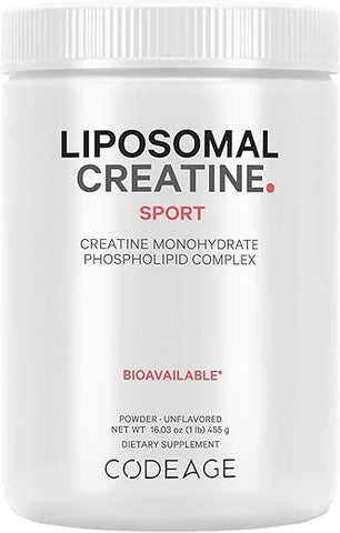 Liposomal Creatine em Pó – Suprimento de 3 Meses – 5000mg Monohidrato de Creatina Pré-Treino - Codeage