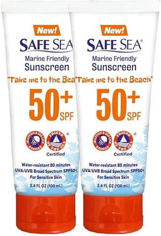 Protetor Solar SAFE SEA Anti-Picada de Água-viva – Loção Protetora – Bloqueador Solar – Piolho-do-mar – Água-viva – FPS 50 Adultos (Tubo 100ml 2 unidades)