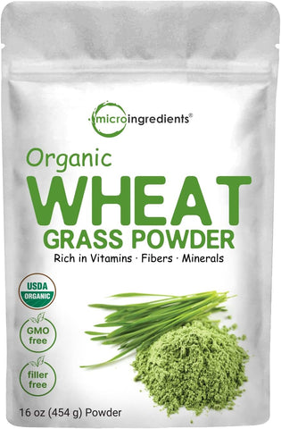 Pó de Grama de Trigo Orgânico 454g | Rico em Vitaminas, Fibras e Minerais | Suporte à Função Digestiva | Vegano - Micro Ingredients