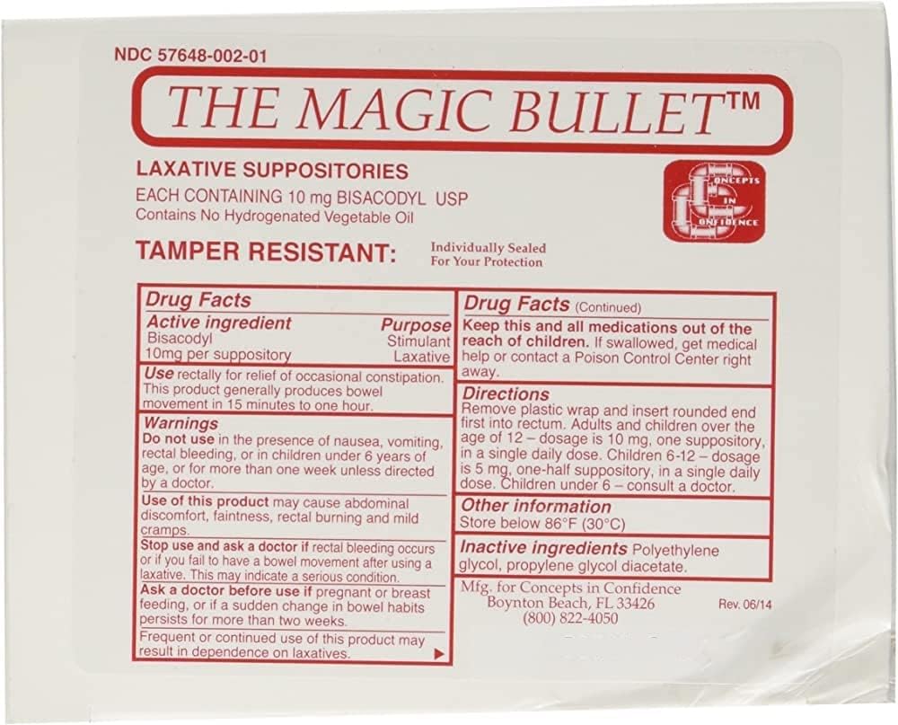 CONCEPTS IN CONFIDENCE - Supositórios Magic Bullet – 4 Embalagens de 5 (Total de 20) – Marca em Destaque
